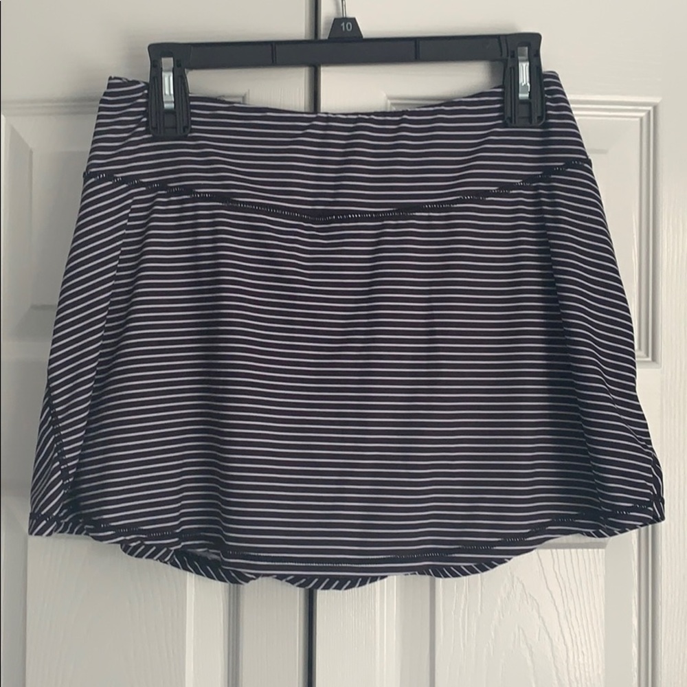 Black and white stripped tennis skirt